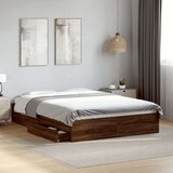  Posteljni okvir s predali rjavi hrast 120x190 cm inž. les | Shoptok.si