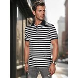 DStreet Koszulka męska polo w paski biała | Shoptok.si