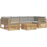 Set vanjskih sofa 7 pcs Bijela i svjetlosiva Poliester | shoptok.hr