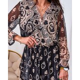 Resti Black and beige mesh midi dress with print | Shoptok.si