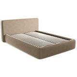 Makamii Svjetlo smeđi tapecirani bračni krevet s prostorom za odlaganje s podnicom 160x200 cm Kiana – | shoptok.hr