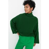 Trendyol Green Standing Collar Bat Sleeve Knitwear Sweater Cene