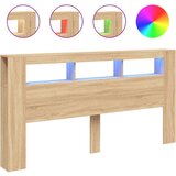 vidaXL LED posteljno vzglavje sonoma hrast 200x18,5x103,5 cm inž. les | Shoptok.si
