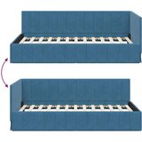  Kutni okvir kreveta s uzglavljem Plava 90 x 190 cm Baršun | shoptok.hr