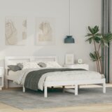 vidaXL Konstrukcija postelje Bela 120 x 200 cm Masivno borovo les | Shoptok.si