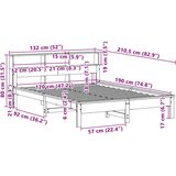  Knjižna postelja brez vzmetnice vošč. rjava 120x190 cm borovina | Shoptok.si
