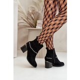 Boto Warm Women's Ankle Boots On Heel With Chain Eco Suede Black Hanalen | shoptok.hr