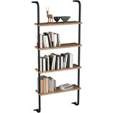 MID.YOU Stenski Regal Insasi 4, Barva Hrasta, Črna | Shoptok.si