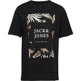 Jack & Jones Majica 'JJFLOOR' umbra / jelka / črna / bela