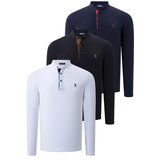 Dewberry TRIPLE SET V4009 MENS SWEATSHIRT-BLACK-WHITE-NAVY BLUE Cene