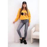 Kesi Women's sweatshirt with a V-neck and velvet leaf mustard | shoptok.hr