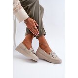 S. BARSKI Light Women's Leather Moccasins on Platform Beige | ePonuda.com