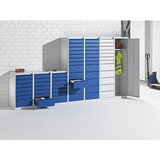 eurokraft basic Predalnik, jeklen, VxŠxG 900 x 1500 x 500 mm, 18 predalov, barva predalov svetlo siva | Shoptok.si