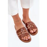 Boto Flat Ladies Sandals With Golden Detail Camel Noroti | ePonuda.com