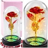 Crystal Rose in Dome with LED Lighting Red 21x11cm