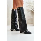 Boto Ladies Boots With Turned Shaft On Heel Black Kaielia | Shoptok.si