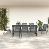  9-dijelni vrtni blagovaonski set crni od čelika i tekstilena | shoptok.hr