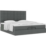 vidaXL Otomanski posteljni okvir z vzmetnicami siv 200x200 cm blago | Shoptok.si