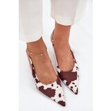 Boto Stiletto Pumps With Open Heel In Brown-White Dots Talira | shoptok.hr