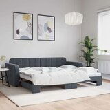 vidaXL Izvlečna dnevna postelja temno siva 90x200 cm žamet | Shoptok.si