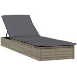 LEŽAJ za sunčanje s krovom sivi 211 x 57 x 140 cm poliratan | shoptok.hr