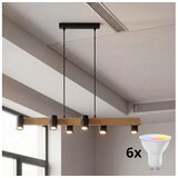 Brilagi LED RGBW prigušiva luster na sajli SELE 6xGU10/6,5W/230V crna/hrast u