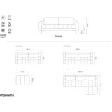 Makamii Bež žametna kotna sedežna garnitura (desni kot) Nalu – | Shoptok.si