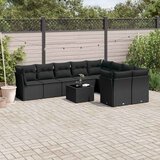 10-dijelni set vrtnih sofa s jastucima crni od poliratana | shoptok.hr
