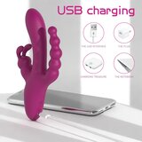 Sex HD Joker - punjivi, vodootporni trokraki vibrator (crveni) | shoptok.hr