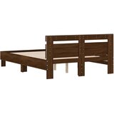  Okvir kreveta s uzglavljem LED smeđa boja hrasta 135 x 190 cm | Eponuda.com
