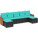 vidaXL Vrtni set od 7 dijelova s jastucima crni poliratan - Crna Bez stola 1 | shoptok.hr