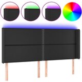 Maison Chic led posteljno vzglavje - vzglavna omarica - nočna omarica črno 163x16x118/128 cm umetno usnje, (21711611) Cene