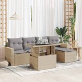 Maison Chic Seti vrtnega pohištva - Vrtna garnitura - Vrtni pohištvo set 6-delna z blazinami bež poli ratan, (21813567) | Shoptok.si