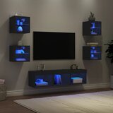 The Living Store Komplet TV omaric LED 7-delni črn inženirski les - Stenska TV Enota, (21670949) | Shoptok.si