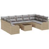  Sjedeća garnitura za vrt 10 pcs bež i svjetlosiva Poli ratan | shoptok.hr