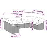  Set sofe 9 kom. Crna poliratan 289 x 178,5 x 85 cm | Shoptok.si