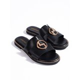 Shelvt Black flat flip-flops with gold decoration | shoptok.hr