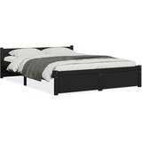 Furnova Posteljni okvir črn iz trdnega lesa 135x190 cm, (21939803) | Shoptok.si