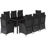 vidaXL 9-dijelni vrtni blagovaonski set s jastucima crni od poliratana | shoptok.hr