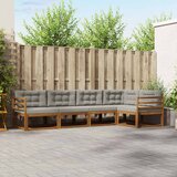  Set vanjskih sofa s jastukom 5 pcs Prirodna i svjetlosiva | shoptok.hr