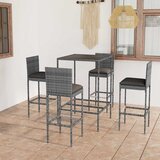  5-dijelni vrtni barski set od poliratana s jastucima sivi Siva 70 cm table length | shoptok.hr