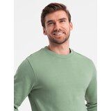 Ombre Men's BASIC sweatshirt with round neckline - green Cene