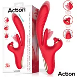 Action Limbe Up & Down Vibrator with Flipping Tongue & Hitting Ball Red