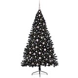 vidaXL Umjetna preddekorirana božićna jelka Črna 210 cm PVC | Shoptok.si
