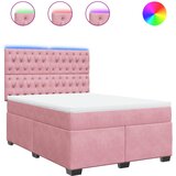 vidaXL Box spring postelja z vzmetnico roza 160x200 cm žamet, (21310851) | Shoptok.si