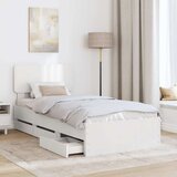 vidaXL Konstrukcija postelje Bela 75 x 190 cm Inženirsko leseno, (5000113718) | Shoptok.si