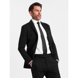 Ombre Men's SLIM knit jacket with subtle texture - black Cene