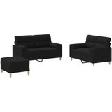  3-dijelni set sofa s jastucima crni od mikrovlakana | shoptok.hr