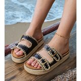 D/CEO Black Glitter Espadrille Sandals with Buckles Induri | Shoptok.si