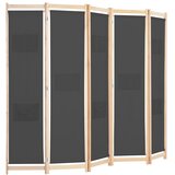 Sobna pregrada s 5 panela od tkanine 200 x 170 x 4 cm siva | shoptok.hr